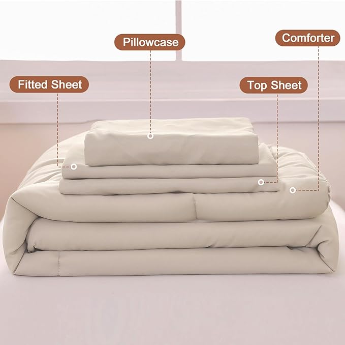Wowelife Toddler Comforter Set for Girls, Pale Beige Toddler Bedding Set - Image 6