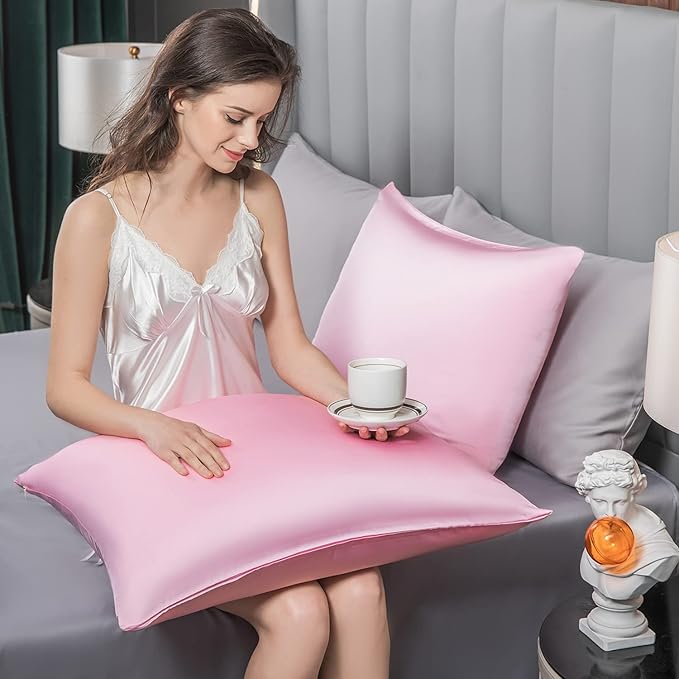 Mulberry Silk Pillowcase for Hair and Skin, Standard Size Cooling Silk Pillow - Image 5