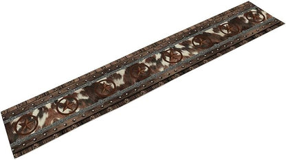 Western Table Runner, Rustic Texas Star Brown Cow Print Skin Cowhide Farmhouse - Image 6