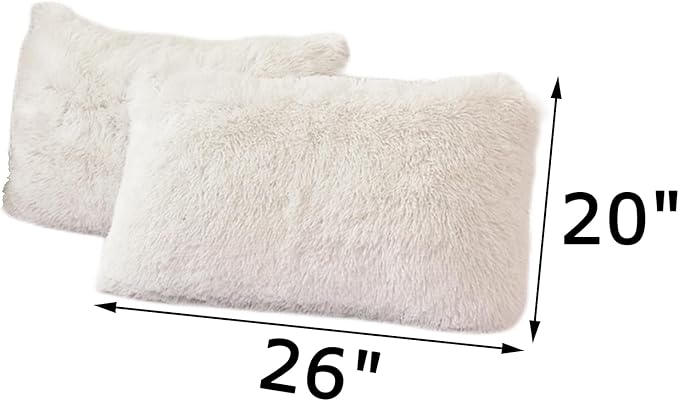MorroMorn Decorative Pillows Covers, 2 Packs Faux Fur Pillow Cases Standard Size - Image 2