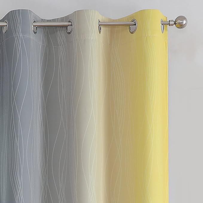 Estelar Textiler Yellow and Grey Blackout Curtains 54 Inch Length, Light - Image 4