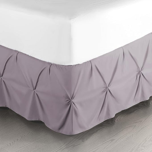 Nestl Dusty Purple Bed Skirt Twin Size, Pinch Pleat Twin Bed Skirt, Hotel by Nestl