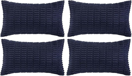 Fancy Homi 4 Packs Navy Blue Decorative Throw Pillow Covers 16x24 Inch by Fancy+Homi