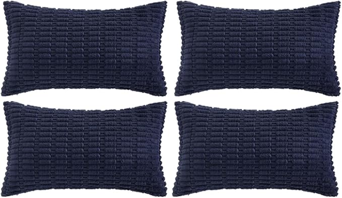 Fancy Homi 4 Packs Navy Blue Decorative Throw Pillow Covers 14x24 Inch by Fancy+Homi