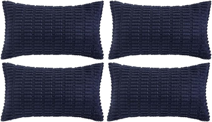 Fancy Homi 4 Packs Navy Blue Decorative Throw Pillow Covers 12x24 Inch by Fancy+Homi