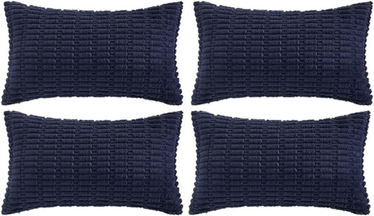 Fancy Homi 4 Packs Navy Blue Decorative Throw Pillow Covers 12x24 Inch by Fancy+Homi