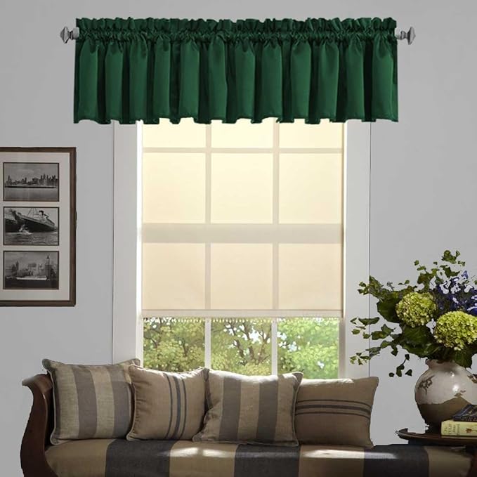 Hunter Green Valance for Bedroom Living Room Curtain Valance for Window by HighQualityCurtains