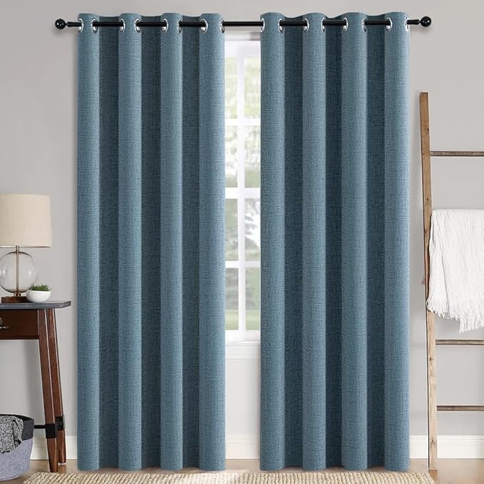 MIULEE Linen Texture Curtains for Bedroom Solid 100% Blackout Thermal Insulated by MIULEE