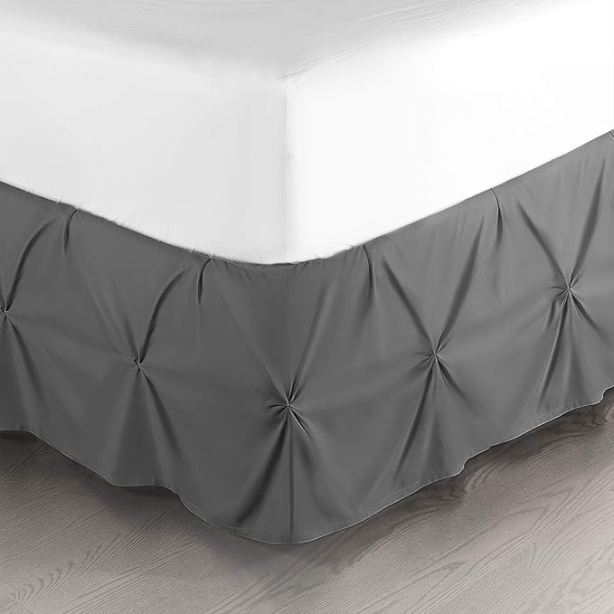 Nestl Grey Bed Skirt Twin Size, Pinch Pleat Twin Bed Skirt, Hotel Quality Grey by Nestl