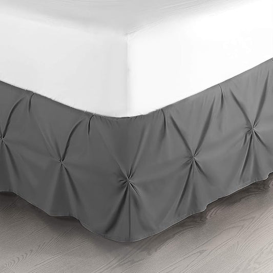Nestl Grey Bed Skirt Twin Size, Pinch Pleat Twin Bed Skirt, Hotel Quality Grey by Nestl