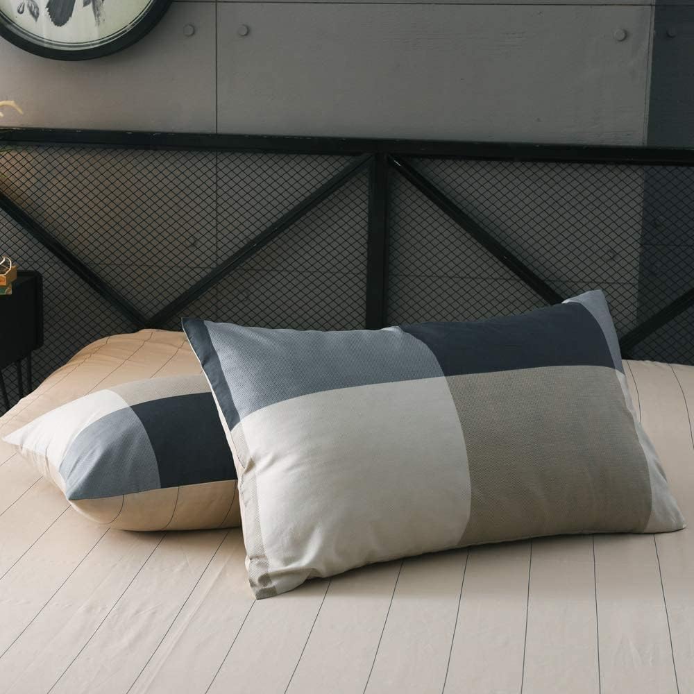 lifetb california king comforter set modern style plaid, front angle view