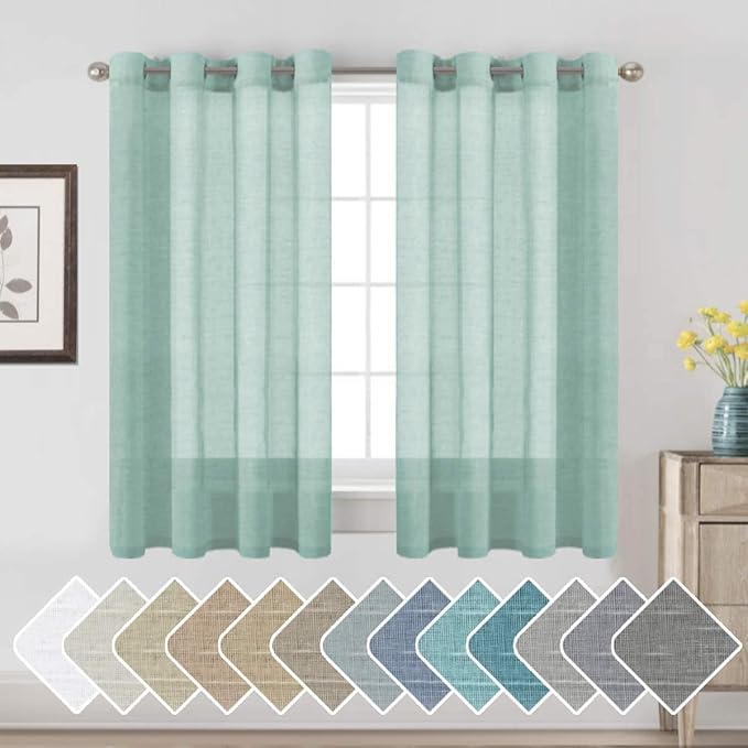 H.VERSAILTEX Linen Curtains Nickel Grommet Natural Linen Semi-Sheer Curtains 2 by HVERSAILTEX