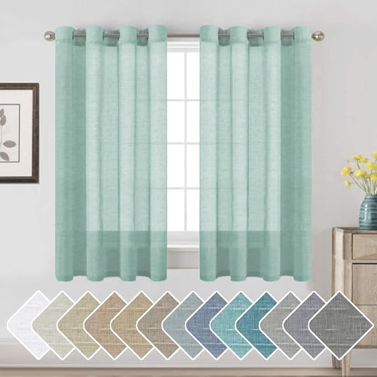 H.VERSAILTEX Linen Curtains Nickel Grommet Natural Linen Semi-Sheer Curtains 2 by HVERSAILTEX
