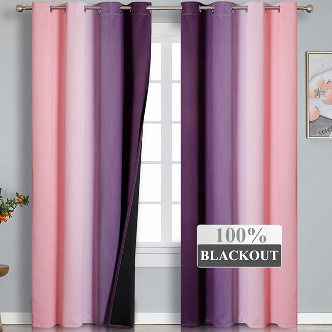 Estelar Textiler Pink and Purple Blackout Curtains - Image 2