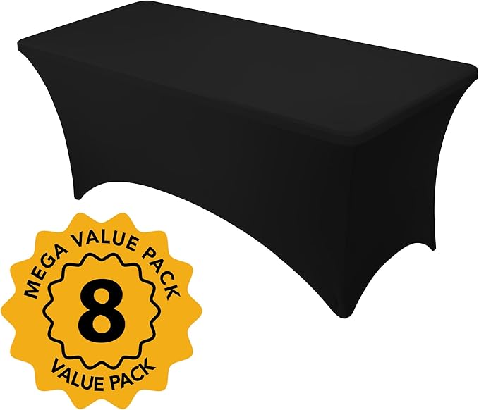 8-Pack Premium Black Spandex Tablecloths - Image 2