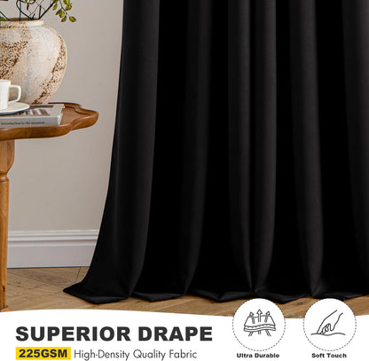 MIULEE Blackout Curtains for Bedroom Living Room 2 Panels, Thermal Insulated Room Darkening Drapes Grommet Noise Reducing Light Blocking Window Treatments 63 Inches Long 40x63 Inch Black