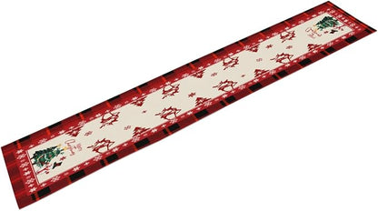 Merry Christmas Table Runner, Snowman Deer Elk Christmas Tree Table Runners - Image 2