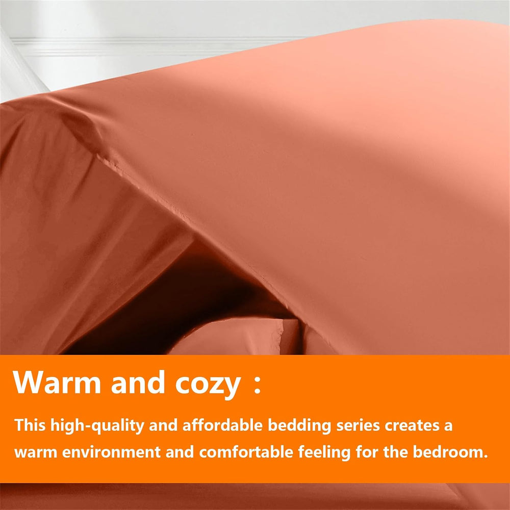 TAIMIT Burnt Orange King Comforter Set - 7 Pieces, Bed in a Bag Bedding Sets ...