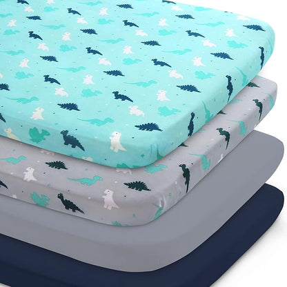 Mini Crib Sheets Set, 4 Pack by SpringspiritBedding