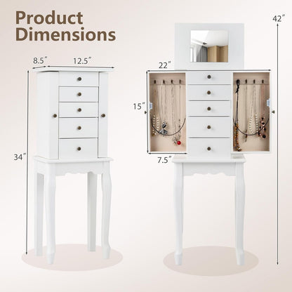 giantex standing jewelry armoire cabinet with 4 drawers on a desk or shelf