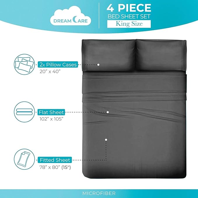 DREAMCARE King Size Sheets Set - Image 4