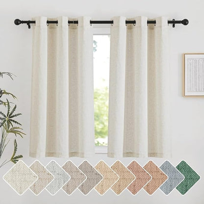 NICETOWN Natural Short Linen Cafe Curtains by NICETOWN