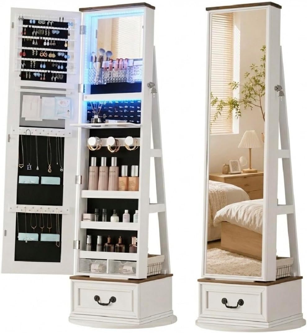 tagelier jewelry cabinet with full length mirror, lockable, main product view