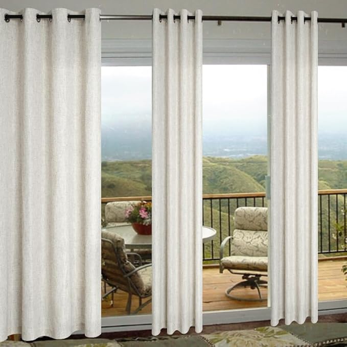 Flax Linen Curtains 90 Inch Length 2 Panels Set - Image 2