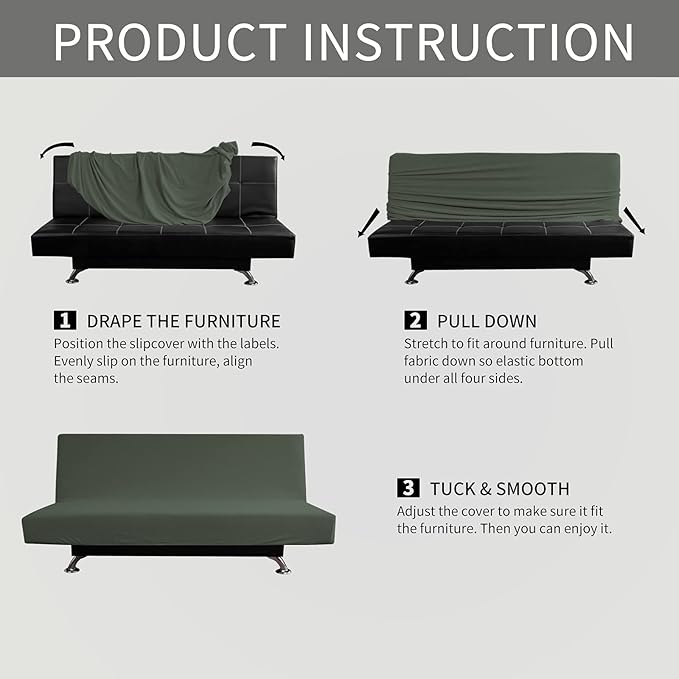 Easy-Going Stretch Futon Slipcover Armless Futon Bed Cover Furniture Protector - Image 6