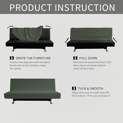 Easy-Going Stretch Futon Slipcover Armless Futon Bed Cover Furniture Protector - Image 6