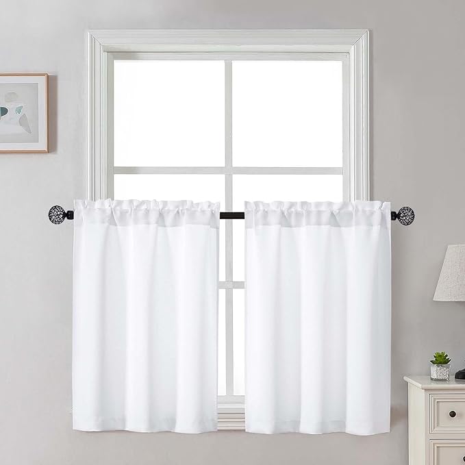 Gwine Short Curtains 30 Inch Length, Light Filtering Small Kitchen Window by Gwine