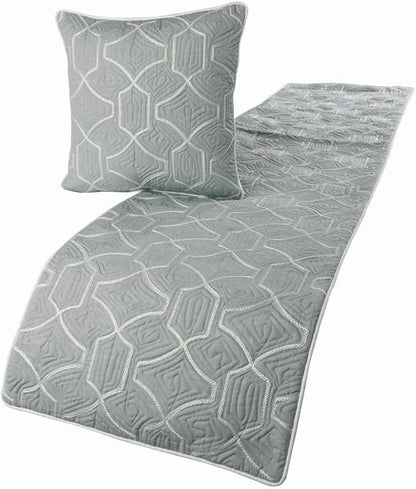 The HomeCentric King Queen Twin Grey Blue Bed Runner by TheHomeCentric