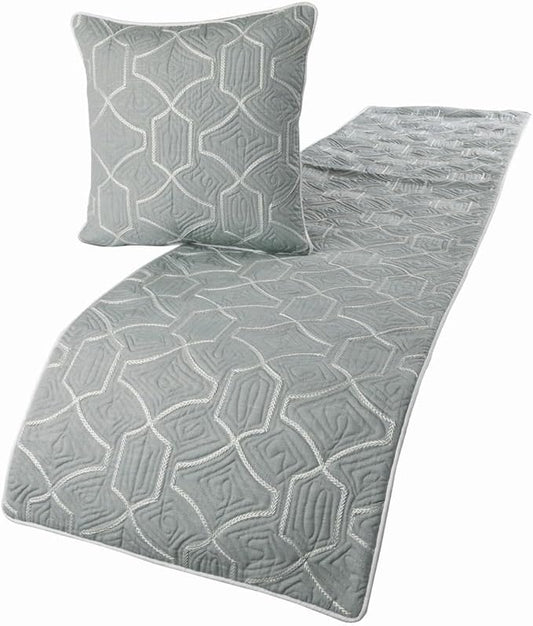 The HomeCentric King Queen Twin Grey Blue Bed Runner by TheHomeCentric