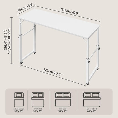 mahancris overbed table with wheels, mobile bed desk shown in use