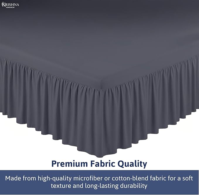 KRISHNA Ruffled Bed Skirt with Split Corners Full, 100% Microfiber Hotel Quality - Image 6
