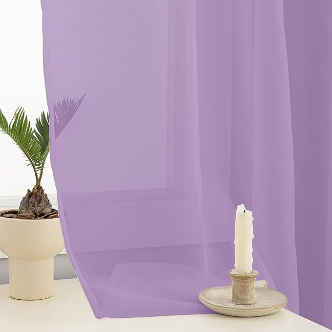 Sheer Curtains 84 Inches Long 2 Panels, Rod Pocket Short Curtain - Image 5