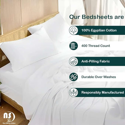 NON Sticky cotton Twin Size Sleeper Sofa Sheets, 4 Piece Egyptian Cotton Bed - Image 2