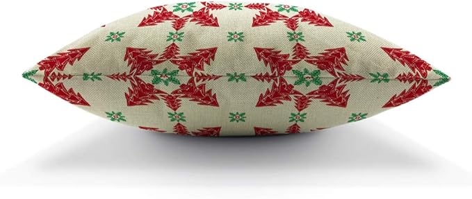 Moslion Snow Pillow Cover Winter Christmas Tree Snowflake Leaves Throw Pillow - Image 6