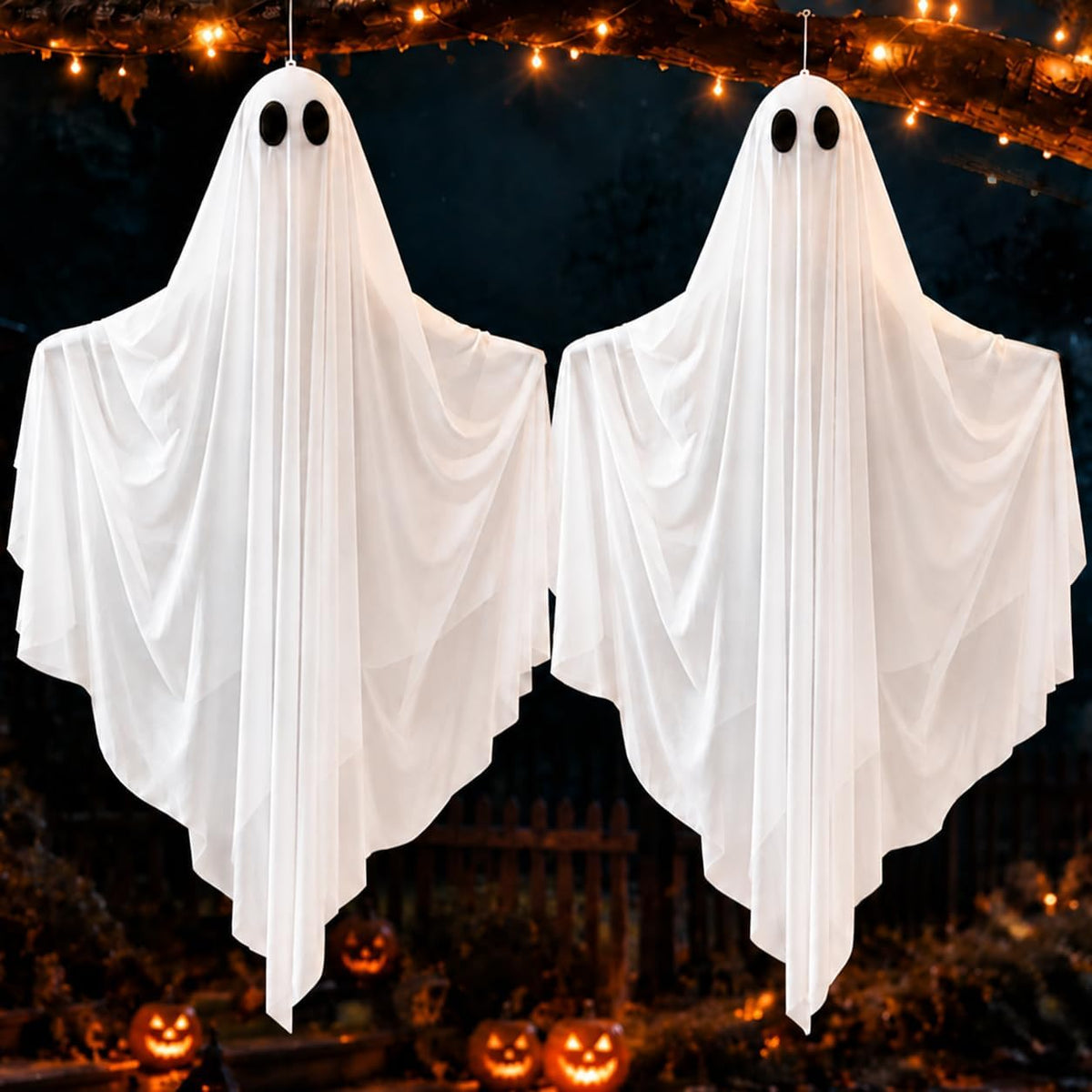 4 FT Large Halloween Hanging Ghosts 2 Pack, Halloween Decor Indoor Outdoor