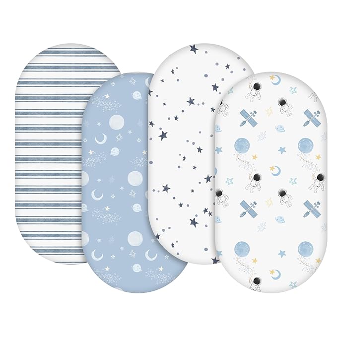 Gllquen Baby Bassinet Sheets 4 Pack, Breathable Cozy Fitted Mattress Sheet by GLLQUENBABY