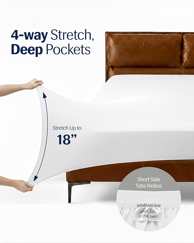 REST® Evercool®+ Cooling Sheet Set, Cali King, Arctic White, Breathable Bed - Image 6
