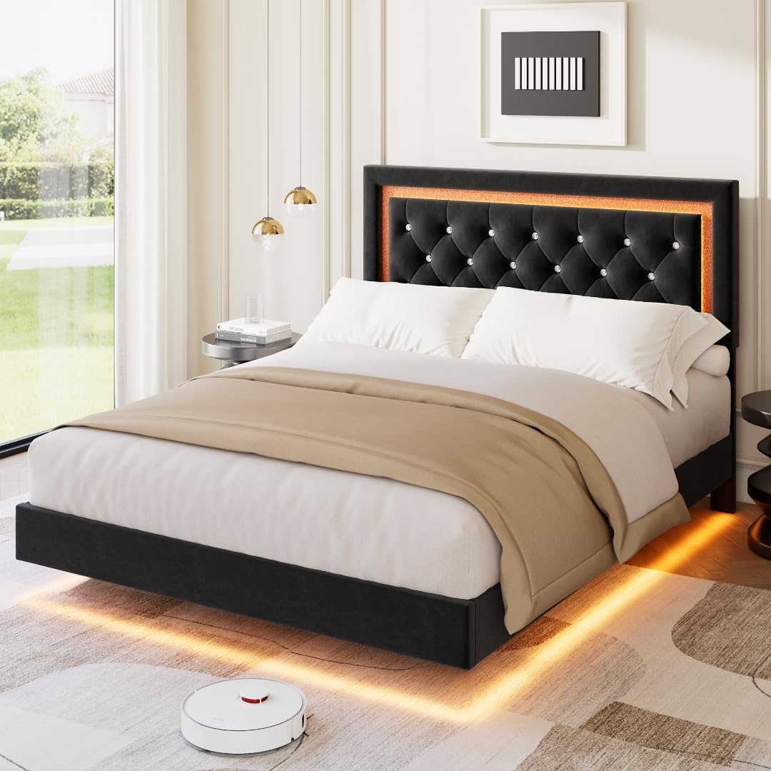 garvee floating bed frame queen size with smart, main product view