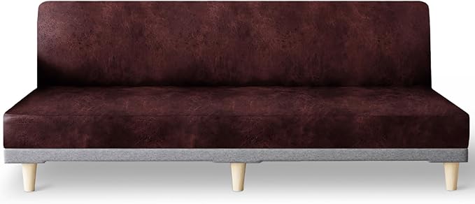 molasofa Leather Like Stretch Futon Slipcover Armless Futon Bed Sofa Cover by Molasofa