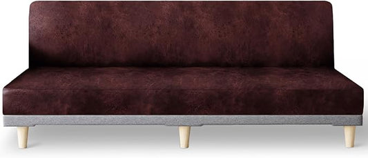 molasofa Leather Like Stretch Futon Slipcover Armless Futon Bed Sofa Cover by Molasofa