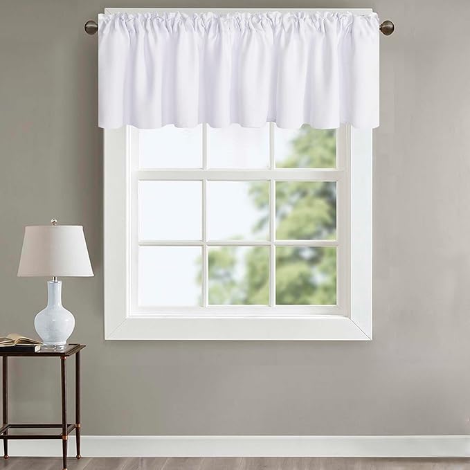 White Valance for Window Kitchen Valance Curtains for Bedroom Living Room Rod by HighQualityCurtains