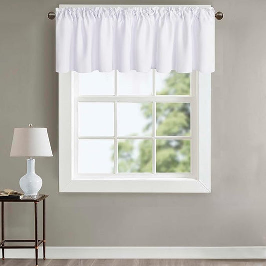 White Valance for Window Kitchen Valance Curtains for Bedroom Living Room Rod by HighQualityCurtains