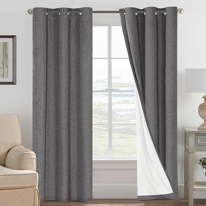 H.VERSAILTEX Primitive Linen Curtains 100% Blackout Curtain Drapes Burlap by HVERSAILTEX