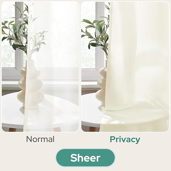 HOMEIDEAS Non-See-Through Ivory Privacy Semi Sheer Curtains 108 Inches Long 2 - Image 4