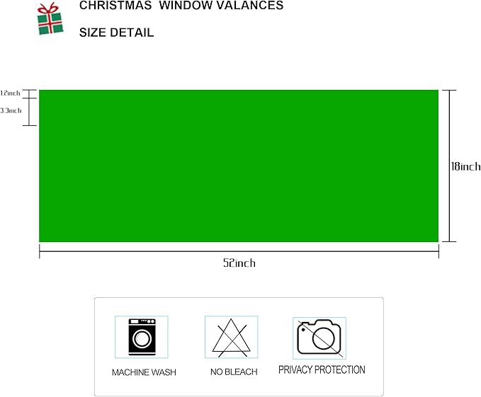 2 Panels Christmas Green Curtain Valances - Image 2