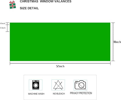 2 Panels Christmas Green Curtain Valances - Image 2